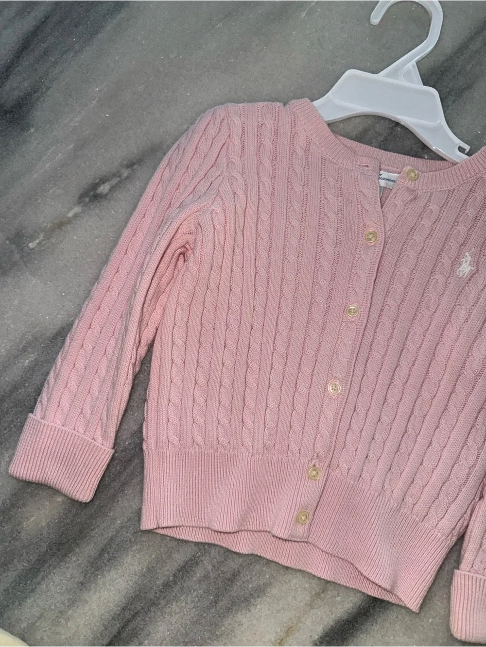 Baby Ralph Lauren Pink Cable-Knit Button Front Cotton Cardigan Sweater 18m